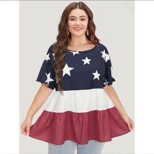 SOLD!! NWT Bloomchic Red White and Blue Star Tiered Top 3x